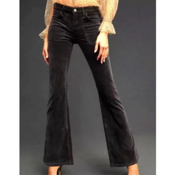 Anthropologie Pilcro 33 NWT Icon Flare Corduroy Pants Jeans Sundrenched Black